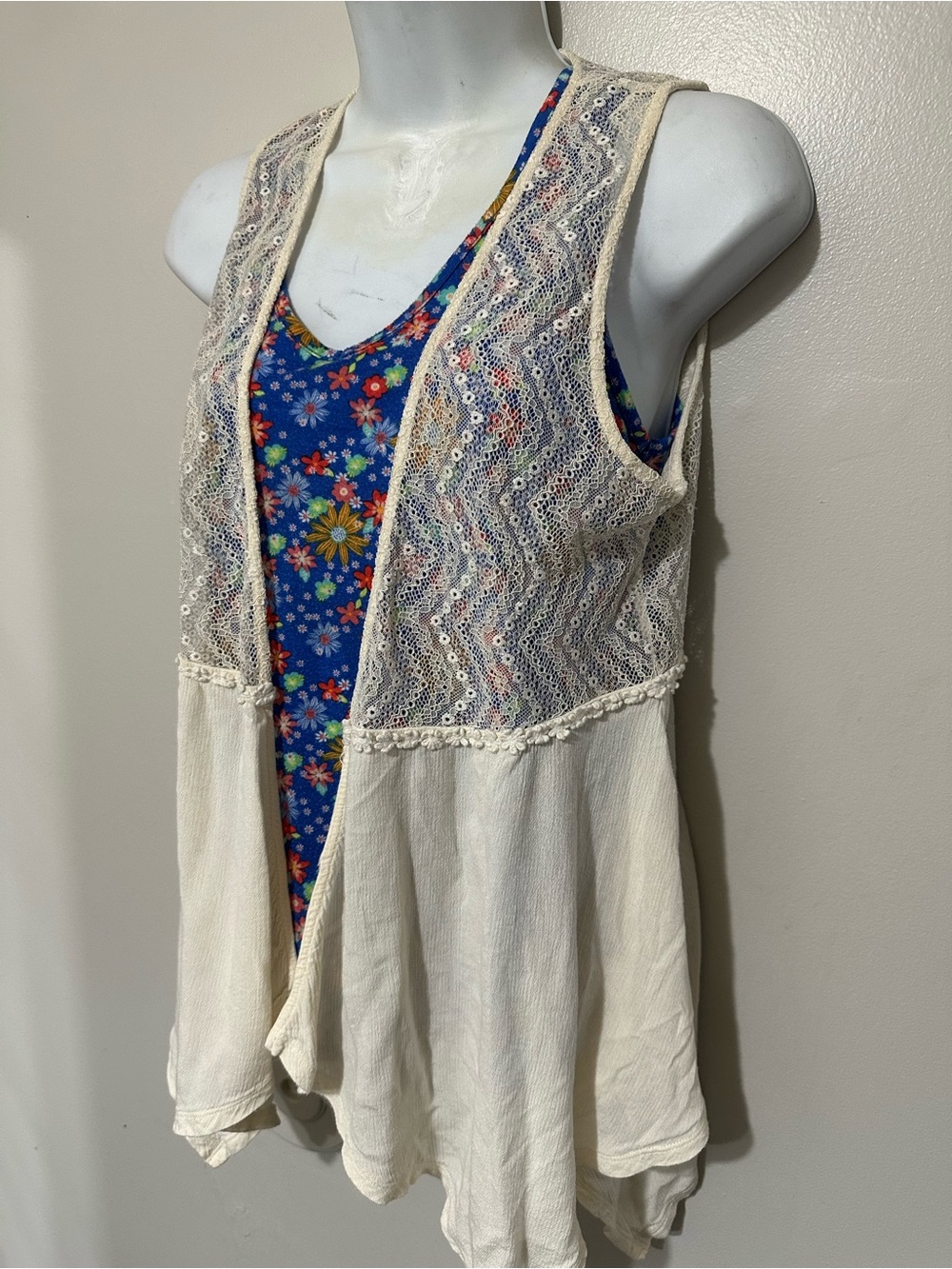 Self Esteem Layered Floral Tank Tops • Lace Overlay